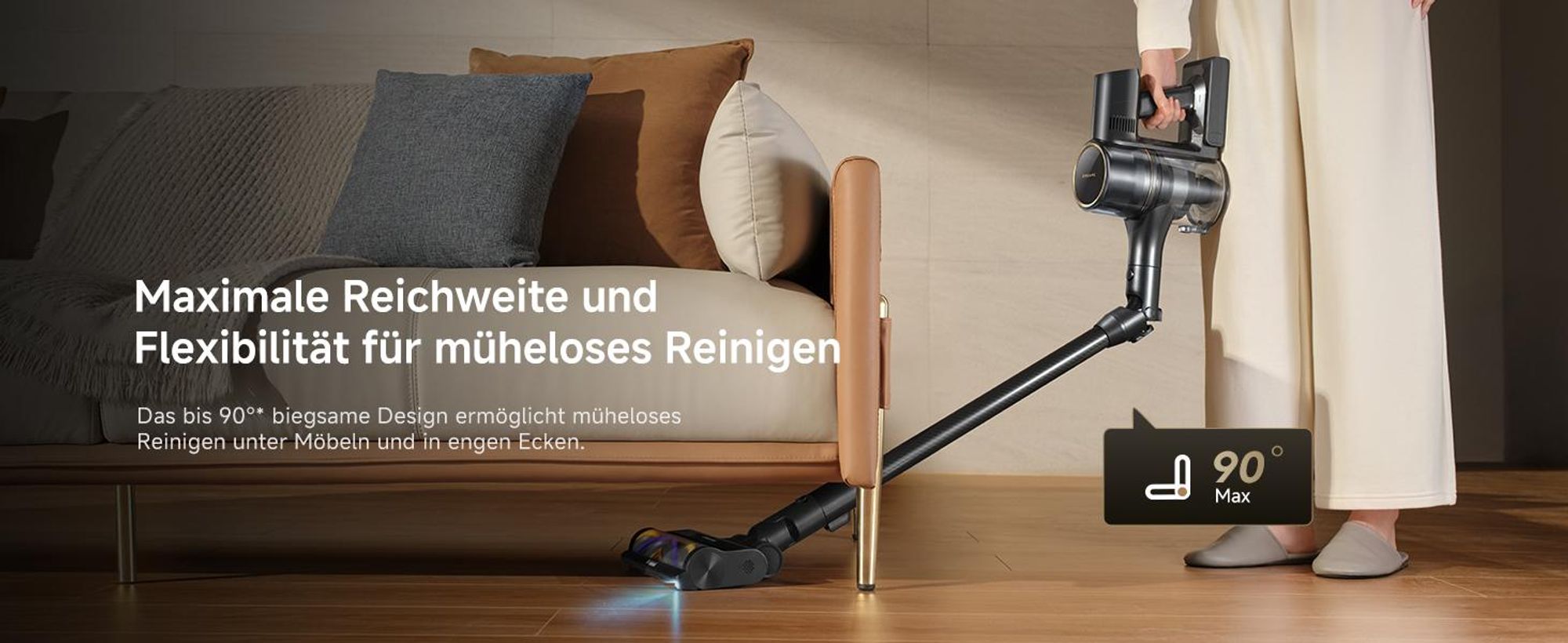 Dreame R20 Pro Akku-Staubsauger,Anti-Tangle Handstaubsauger, 90° biegsam,LED,bis 600W/26.000 Pa,für Teppich & Hartboden,CelesTect-Licht,bis 90 Min
