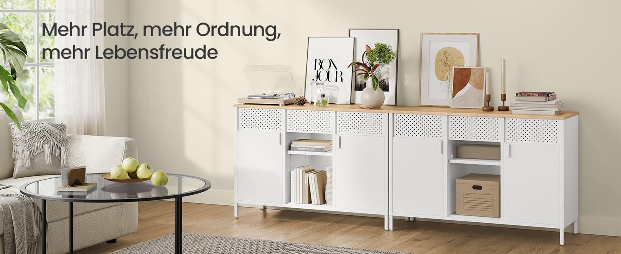 SONGMICS Aufbewahrungsschrank, Metallschrank, Schrank mit Doppeltür, Sideboard