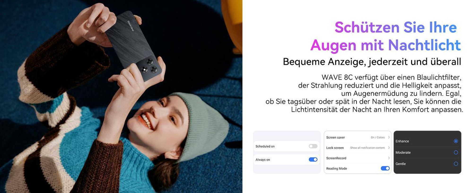 Blackview Wave 8C 6.56" Handy Ohne Vertrag, 6GB+64GB, Dual SIM, 4700mAh,Face ID, 13MP+ 8MP Kamera, 4G, Dawn Blue