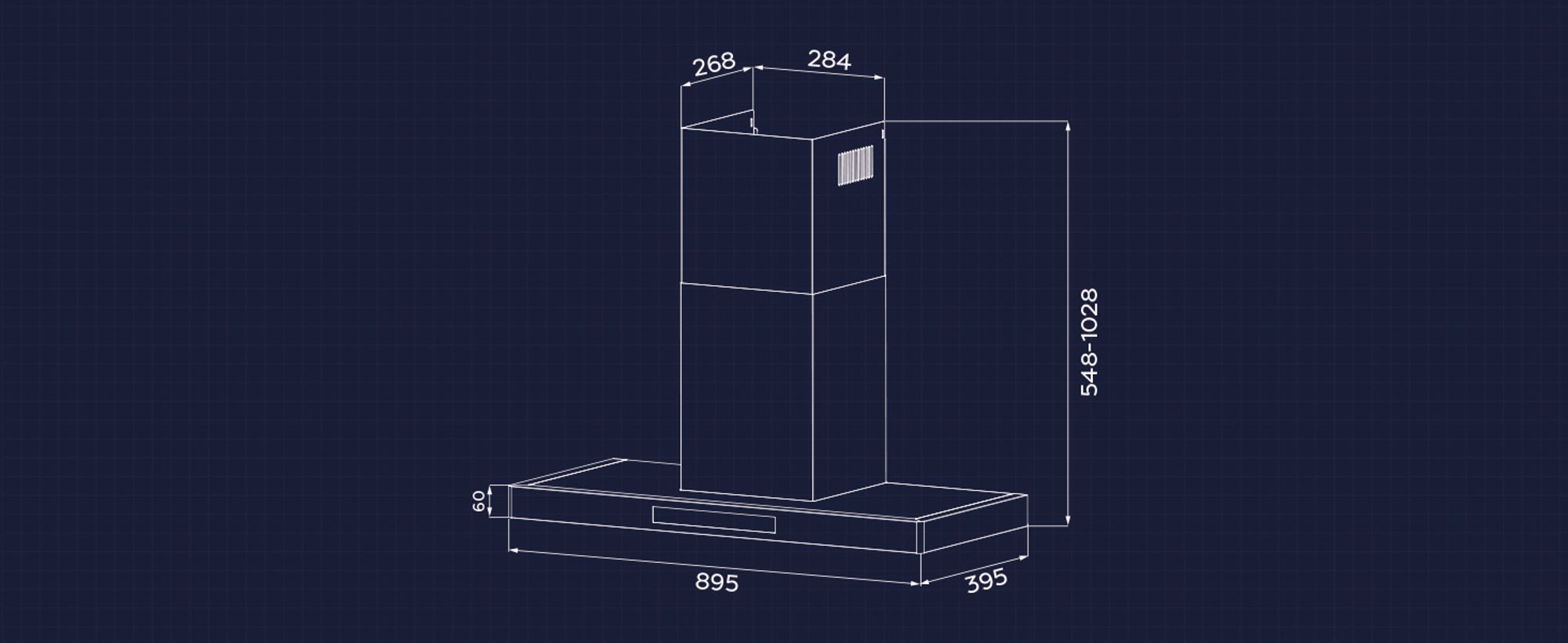 CIARRA A+++ 650 m³/h odsavač par 90cm nástěnný odsavač par WIFI +APP & Touch Control Boost VMB9102P