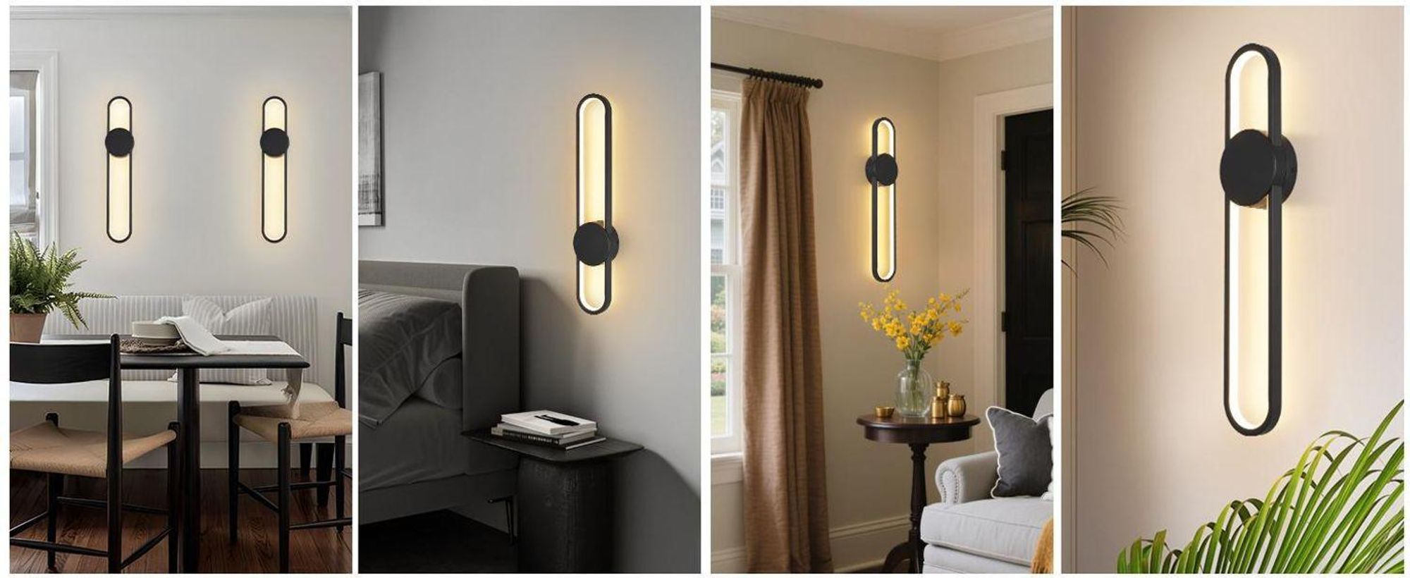 ZMH kinkiet LED lampa ścienna wewnętrzna 12W lampa schodowa 60cm czarna lampa do przedpokoju nowoczesny design 3000K ciepła biel minimalistyczne oświetlenie ścienne do sypialni salonu przedpokoju klatki schodowej kuchni