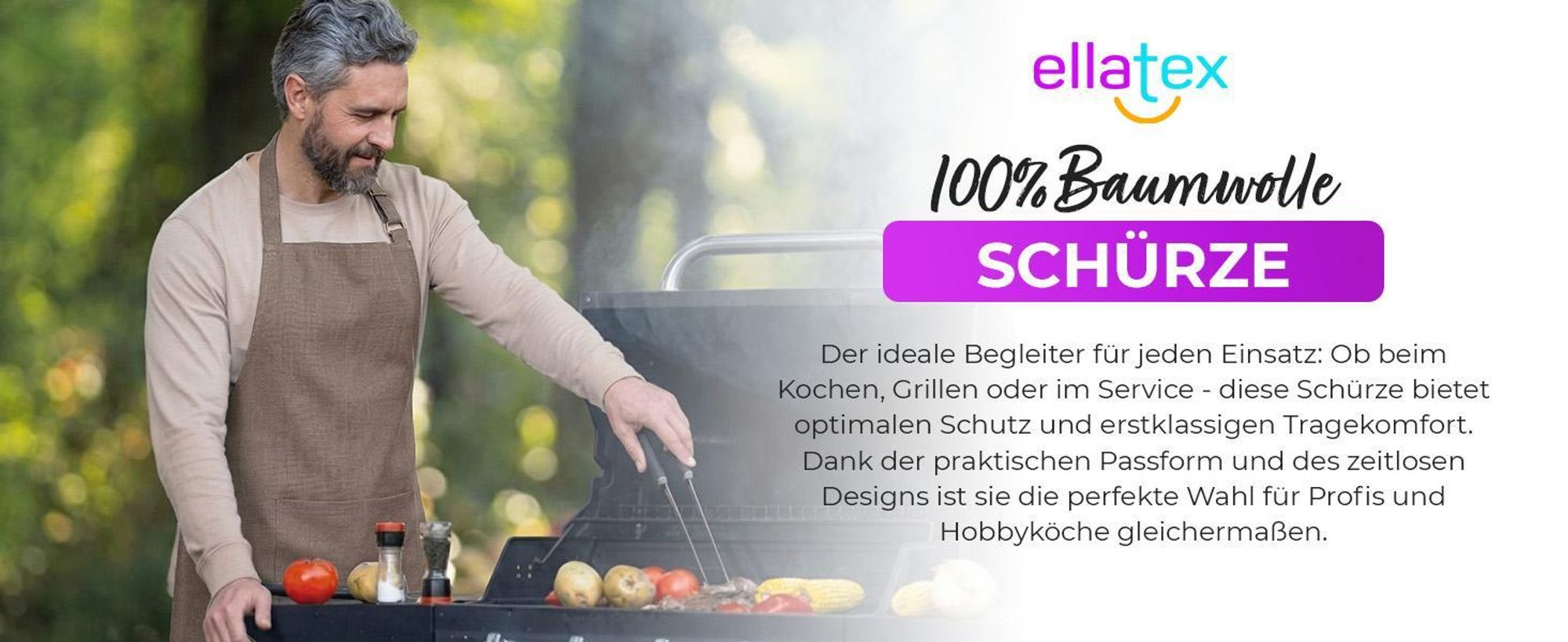 EllaTex Schürze Kochschürze Latzschürze 100% Baumwolle Unisex verstellbar mit Tasche Grillschürze Küche Gastronomie, Farbe: Royalblau