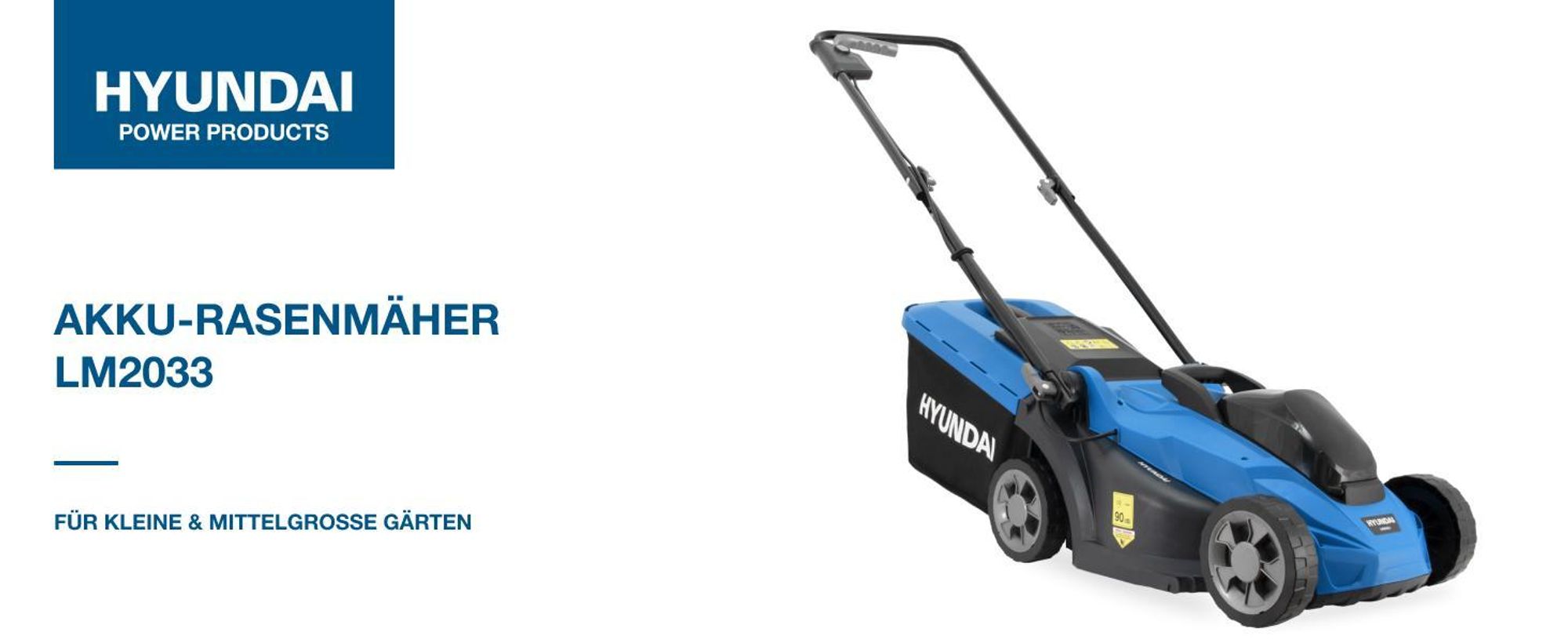 HYUNDAI 20V Akku-Rasenmäher Brushless – 33 cm Schnittbreite, inkl. 4.0Ah Akku & Ladegerät – 35L Korb, zentrale Höhenverstellung, leicht, kompakt & kabellos