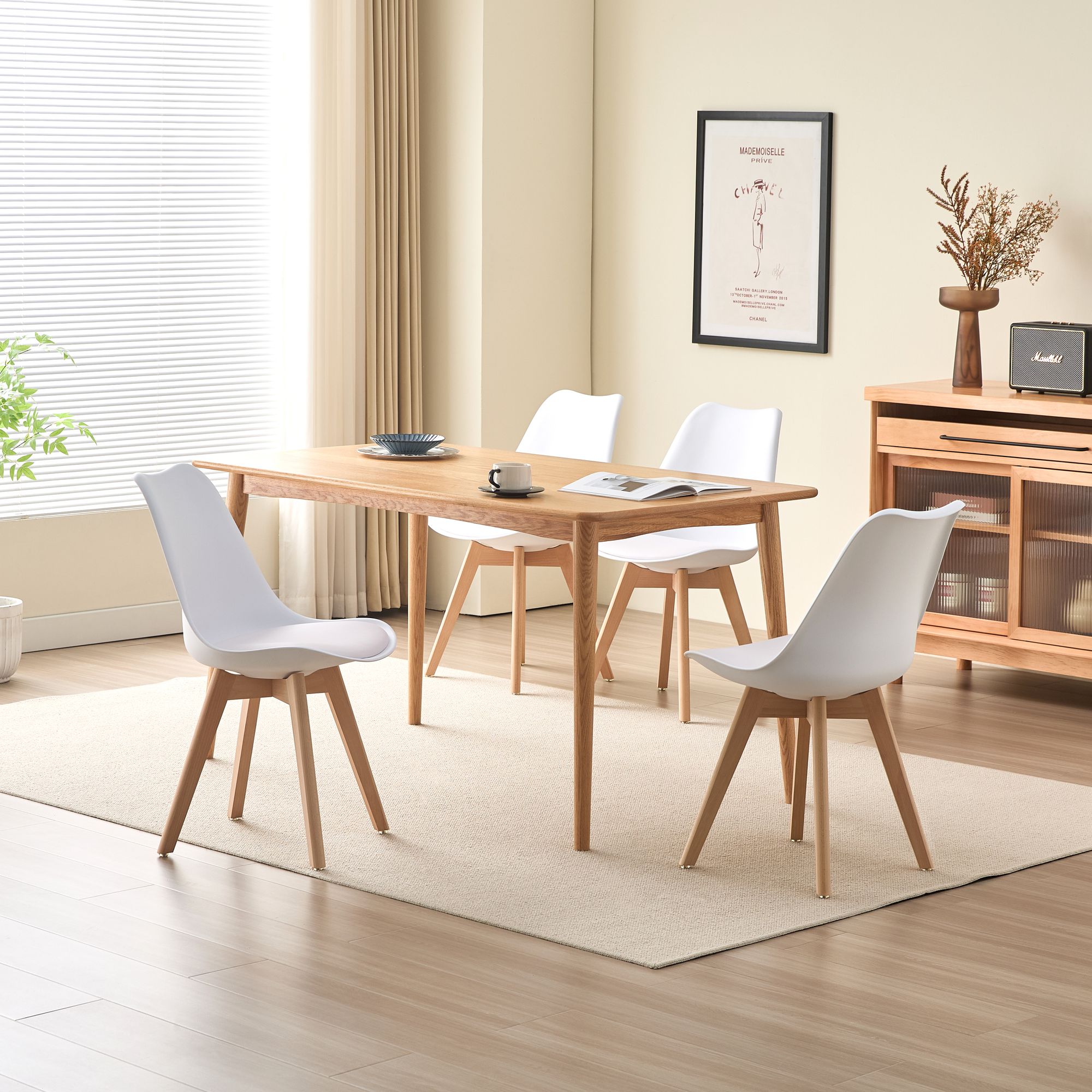 DEULINE® Esszimmerstühle Essstühle Esszimmerstuhl SGS Massivholz Polsterstuhl Stühle OSLO 4er-Set WEISS 521249