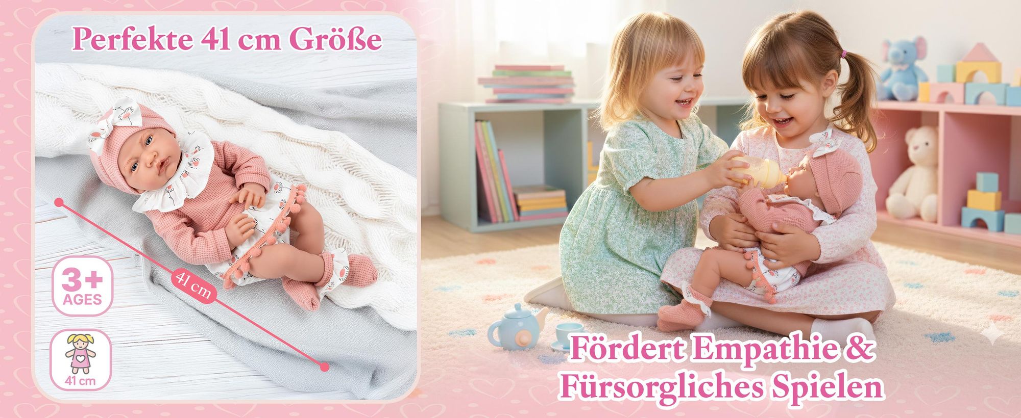 Interaktive Babypuppe Lili 41 cm – realistischer Babylook mit Geräuschen und Zubehör