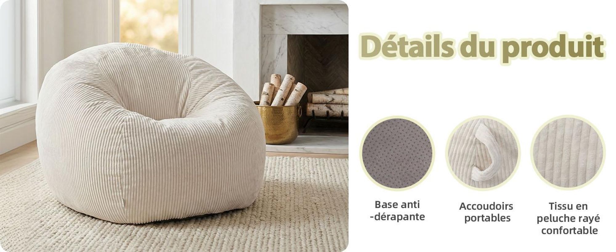 Fauteuil pouf géant pour adulte, rempli de blocs de mousse compressée, canapé au sol extra large et moelleux, chaise de lecture sans armature, circula