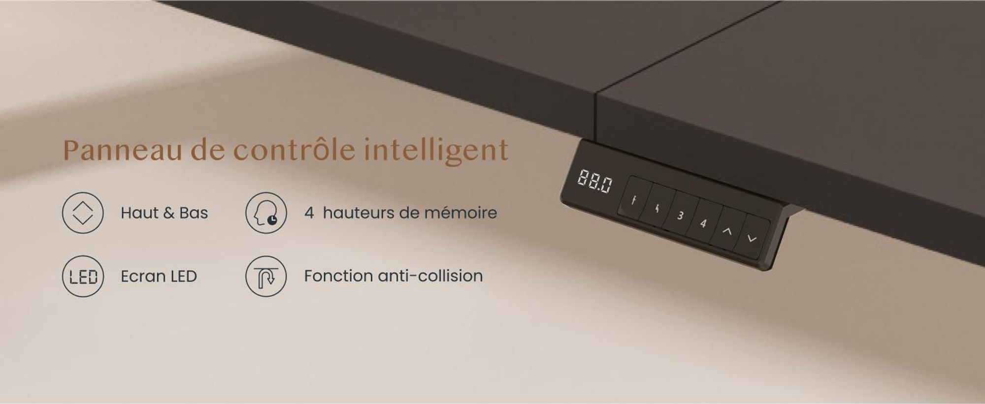 Bureau réglable en hauteur FLEXISPOT QB2 Électrique 180 x 80 cm, 2 MOTEURS PUISSANTS, capacité de charge 120 kg, protection anti-collision, 4 fonctions mémoire (noir)