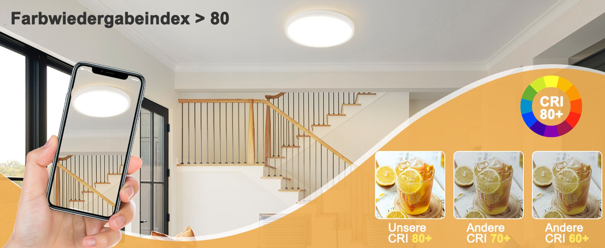 ZMH Deckenleuchte LED Deckenlampe Badezimmerlampe 24 W Flach Durchmesser 30 cm Schlafzimmer Lampe Rund Küche Lampe Weiß Deckenbeleuchtung 3000 K für Badezimmer Küche Flur