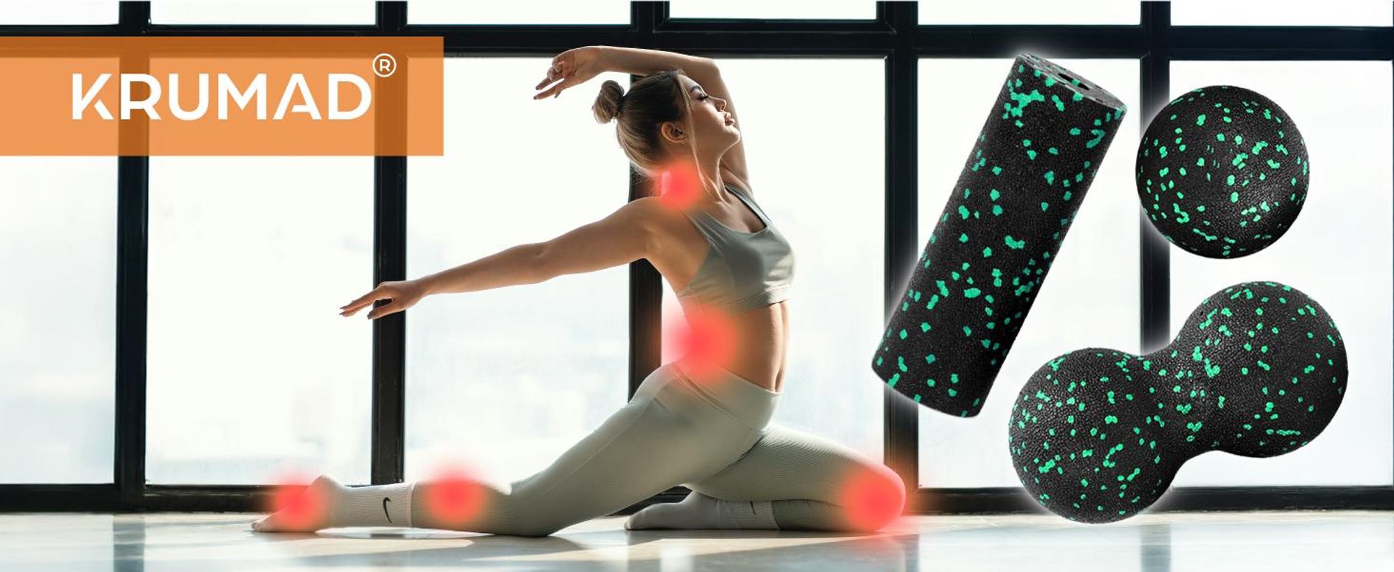 KRUMAD Faszienrollen Set – Faszienrolle, Duoball & Massageball aus EPP – Massage Set für Rücken, Wirbelsäule, Beine & Füße – Faszienball für Trigger