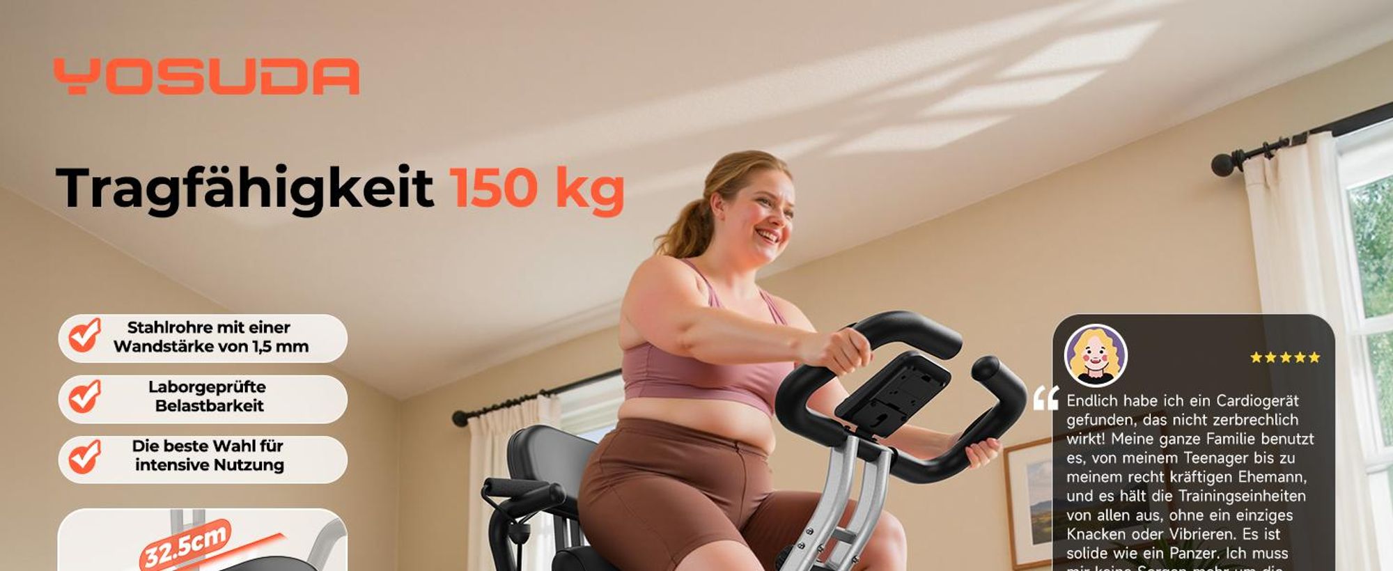 YOSUDA Heimtrainer Fahrrad Klappbar,Ergometer 150kg Belastbar, Hometrainer 8 Magnetische Widerstandsstufen,Leise & Bequem, LCD-Monitor