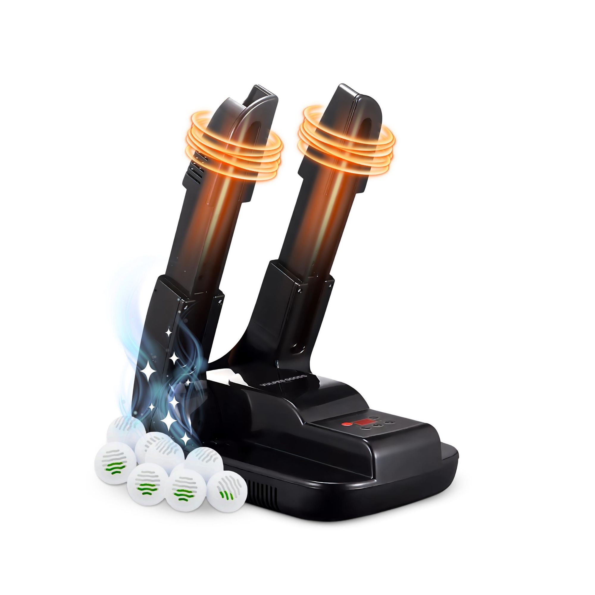 Vulpes Goods Pro Schuhtrockner elektrisch 30-Minuten-Schnelltrocknung | faltbarer Fußsohlenwärmer mit 10 Duftkugeln - Ozon-Funktion & Digitalanzeige