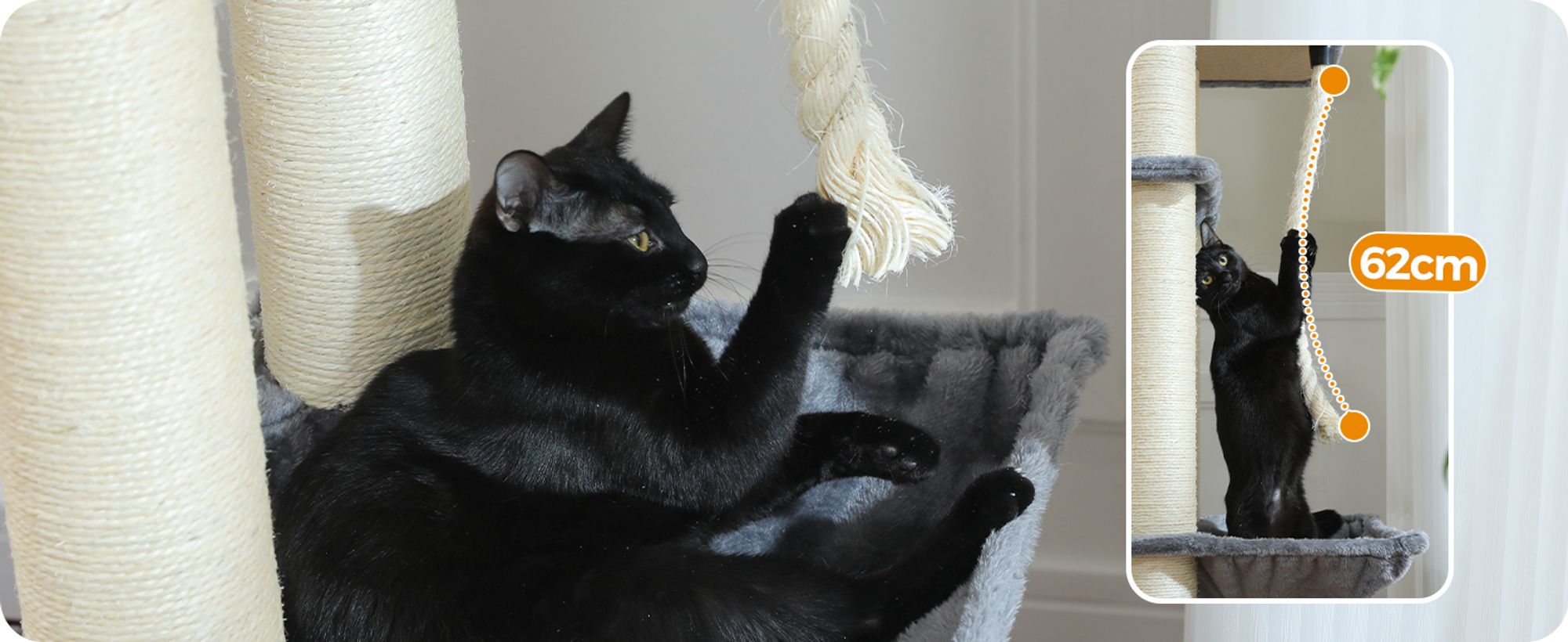 Purpurra Kratzbaum Extra-Dick Stämme XXL Stabil für Grosse Katzen, 114/170 cm