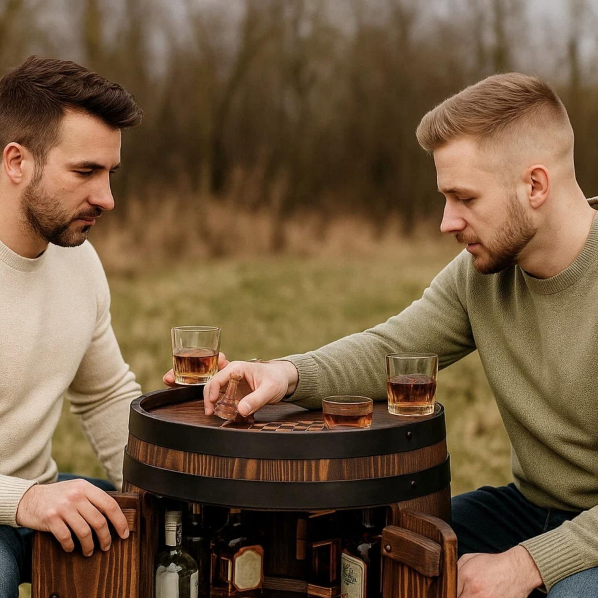Holzbar Fass 55x40 cm Alkoholschrank Hausbar aus Holz für Whisky Wein Flaschen | Barfass Schrank Minibar Weinschrank rustikal Loft Möbel Geschenkidee