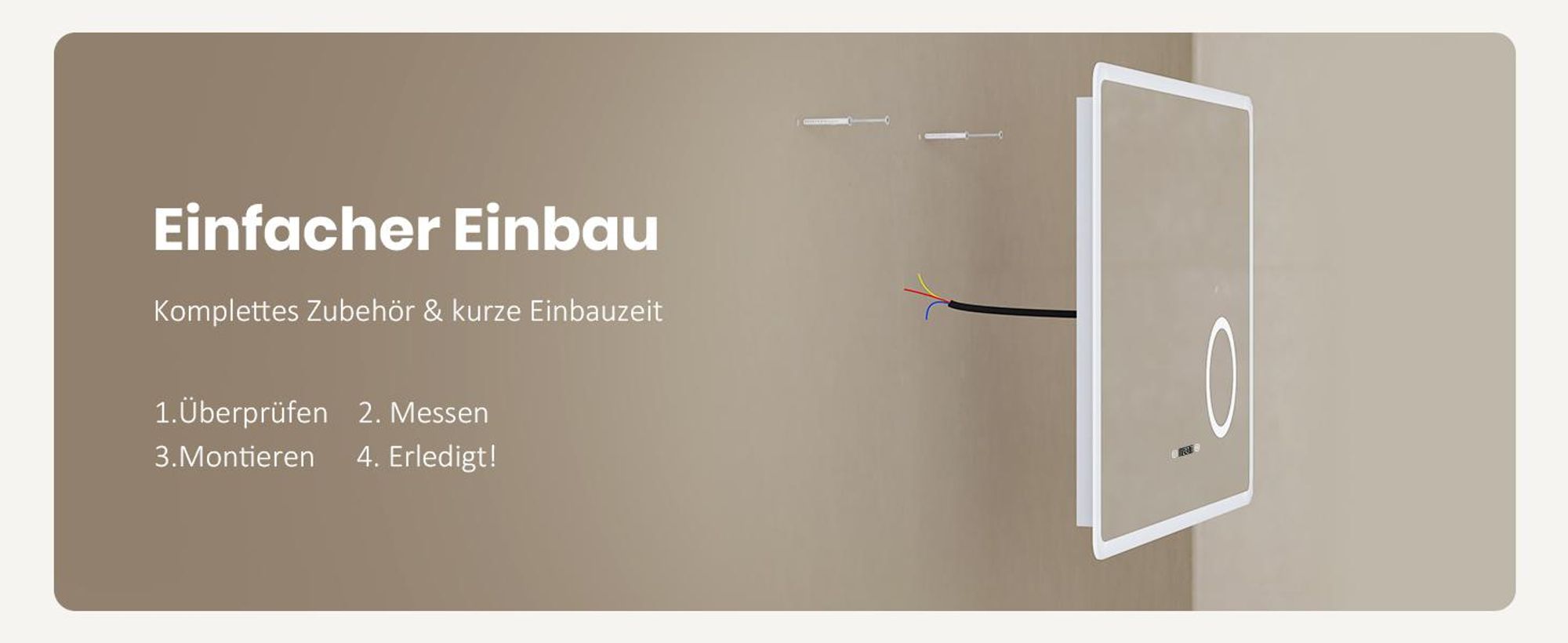EMKE Badspiegel mit 3X Vergrößerung Touchschalter 3 Lichtfarben Dimmbar Antibeschlag Uhr 80X60cm