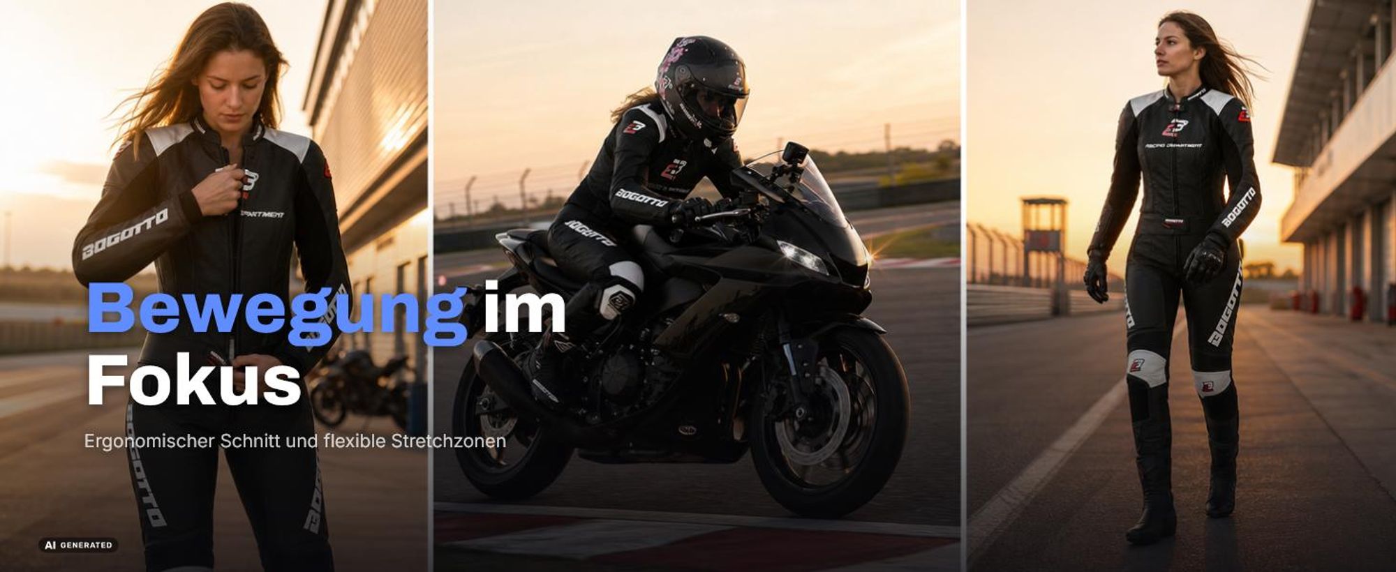 Bogotto Losail 2-Teiler Damen Motorrad Lederkombi, schwarz/weiß, 36