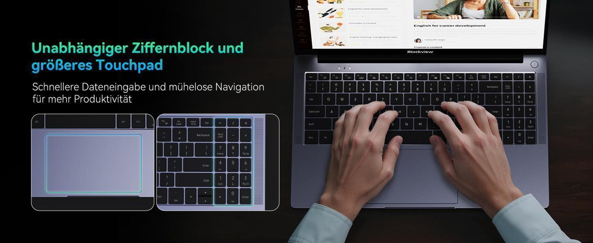 Blackview 15.6" FHD Acebook 6 Laptop, AMD Ryzen 3300U Notebook 4x3.5Ghz, 16GB DDR4+512GB SSD/1TB, 180° drehbar, Windows 11, Tastatur-Aufkleber