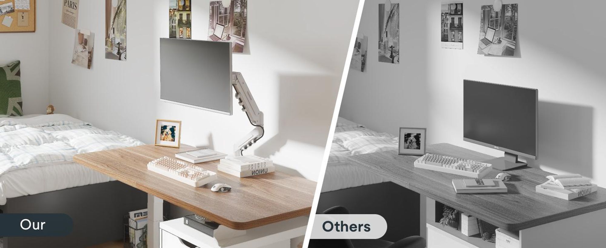 FLEXISPOT MA1 Monitorhalterung 17–32 Zoll, Gasdruckfeder Monitorarm für 1 Monitor, höhenverstellbar & schwenkbar, VESA 75x75/100x100, Weiß