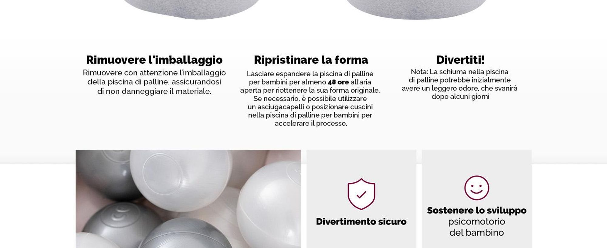 MISIOO Smart ball bath 90x30 cm/200 palline - Bagno di palline per bambini per la cameretta - Giocattolo per bambini - Grigio chiaro: rosa chiaro/perle/argento