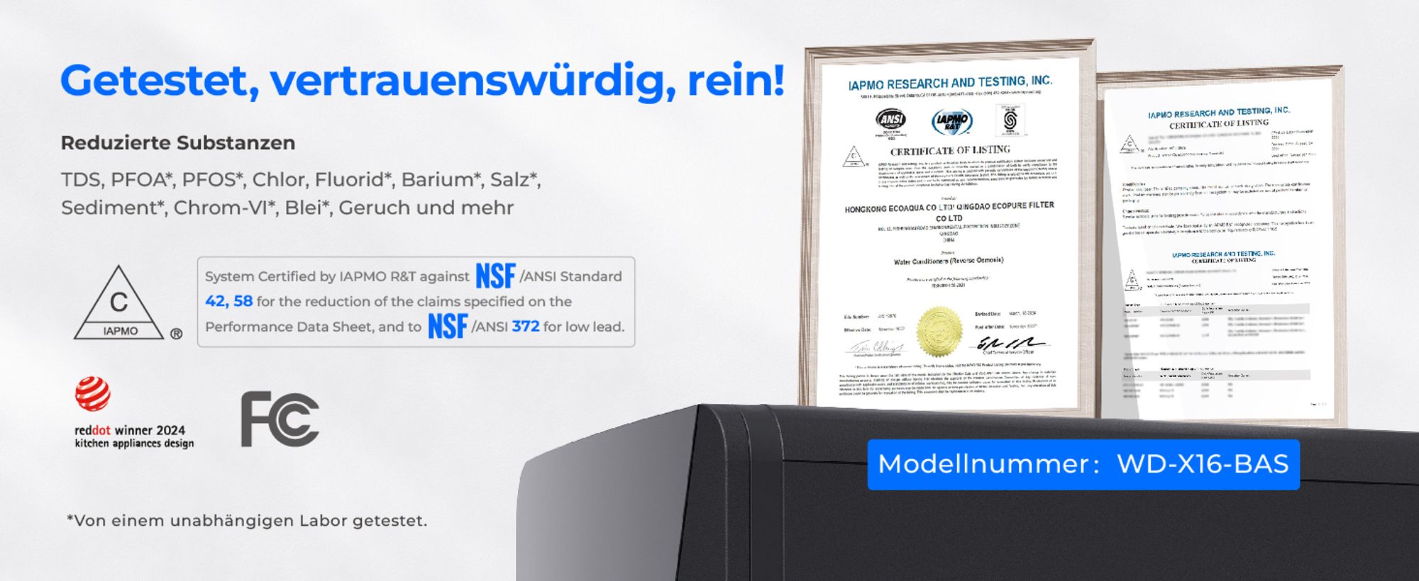 Waterdrop X16 Umkehrosmose System, NSF/ANSI 58&372 , 1600 GPD Untertisch Wasserfiltersystem, 11-stufige Filtration