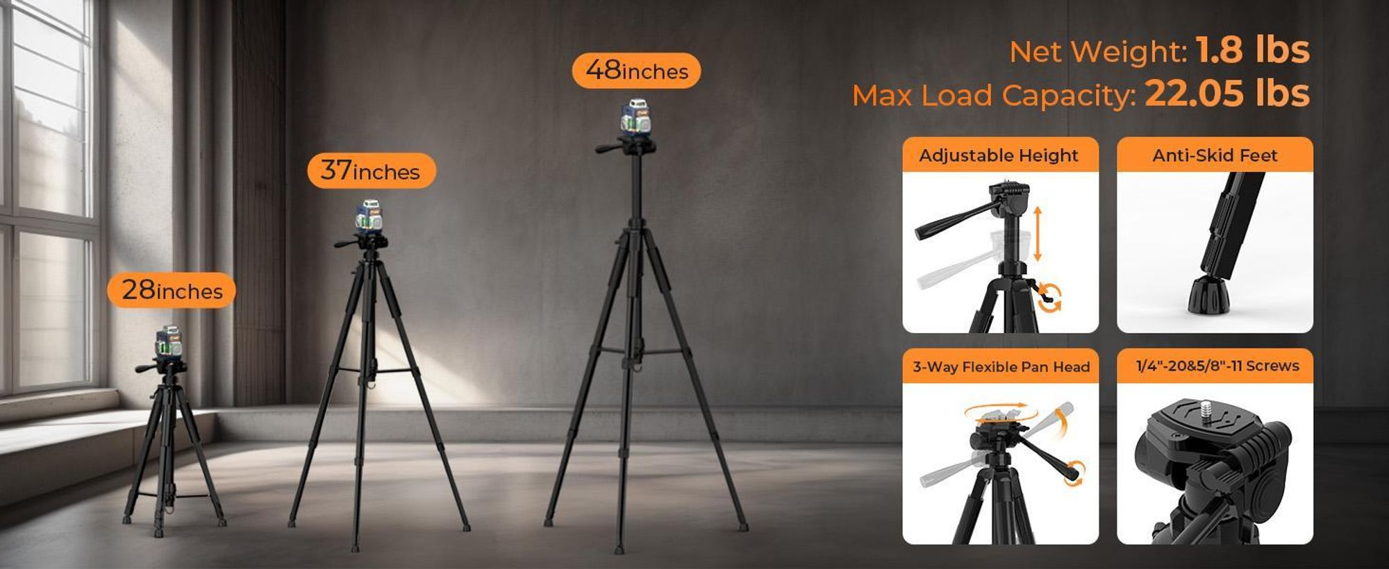 CIGMAN CM-701T 3D Kreuzlinienlaser mit Stativ, Fernbedienung, 3x360° Grünlaser
