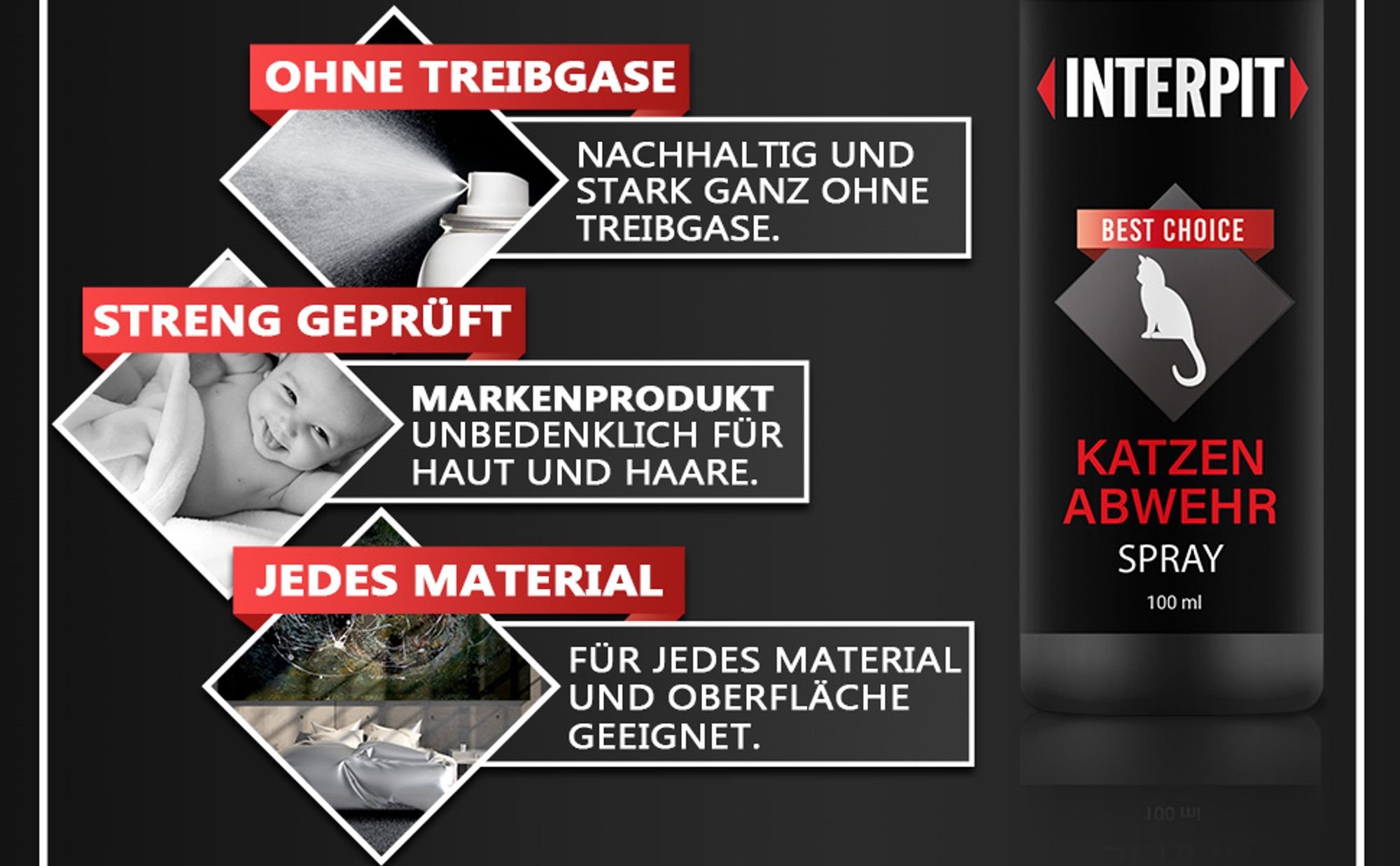 Katzenabwehr Spray für Polstermöbel, Teppiche, Holz und Garten, materialschonend