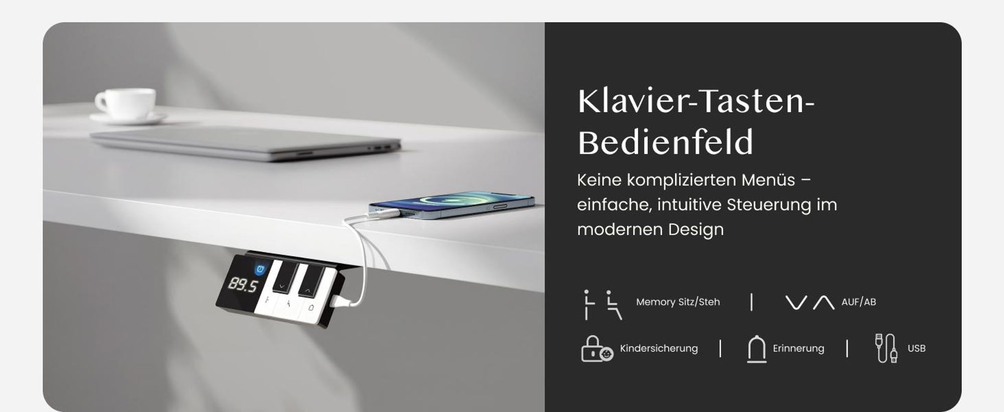 FLEXISPOT CylineX Pro Höhenverstellbarer Schreibtisch Elektrisch, Ovaler Beindesign, 200KG Tragkraft, Dualmotor, Klavier-Tasten-Bedienfeld, Weiß