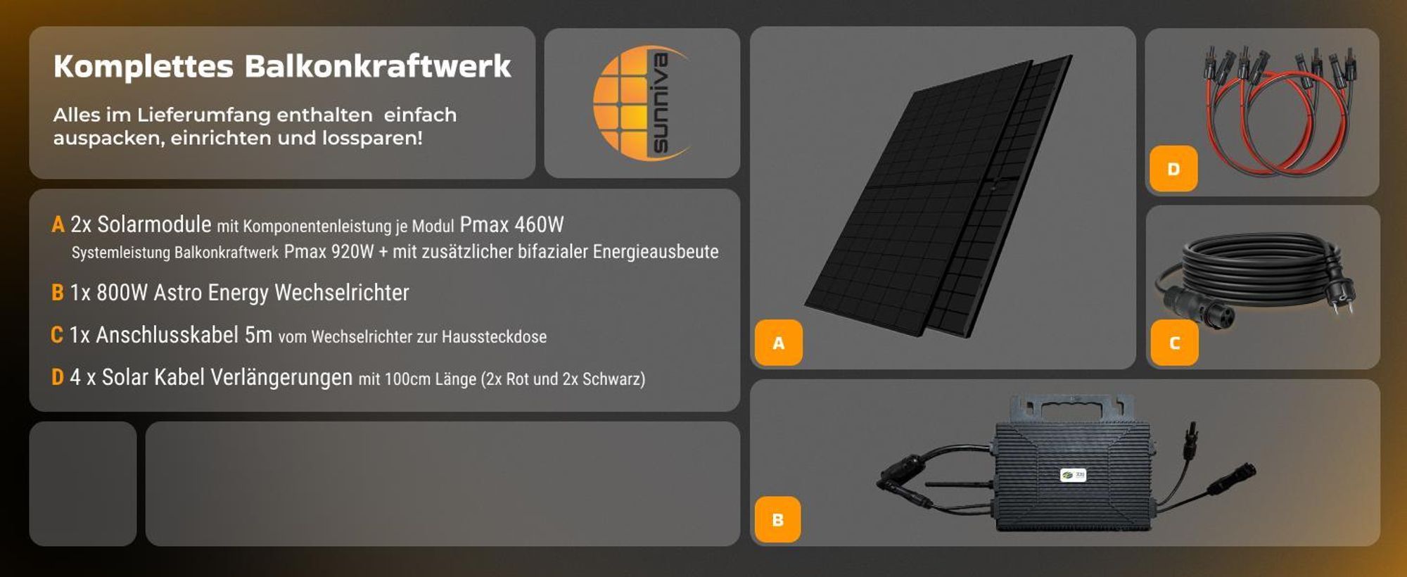 Sunniva Balkonkraftwerk 920W Komplettset