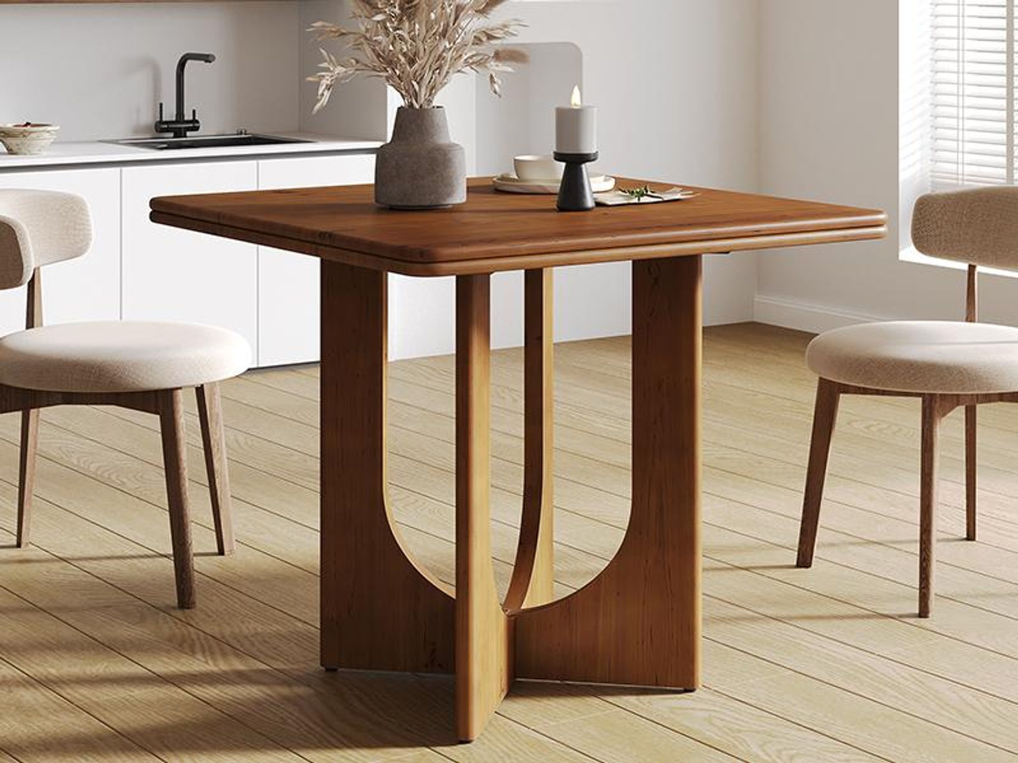 Tribesigns Esstisch,  aus Holz für 2-4 Personen, 80 cm, kleiner Esstisch für Esszimmer, Küche, kleine Räume, vintagebraun