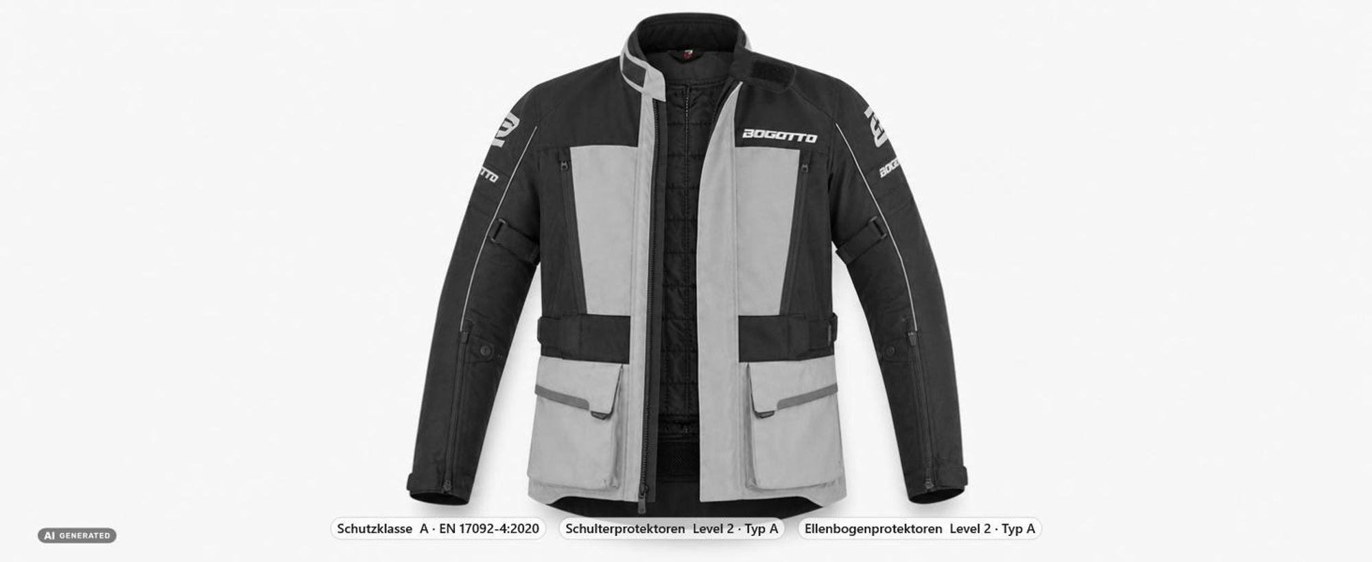 Bogotto Tampar Tour wasserdichte Damen Motorrad Textiljacke, schwarz/grau, L
