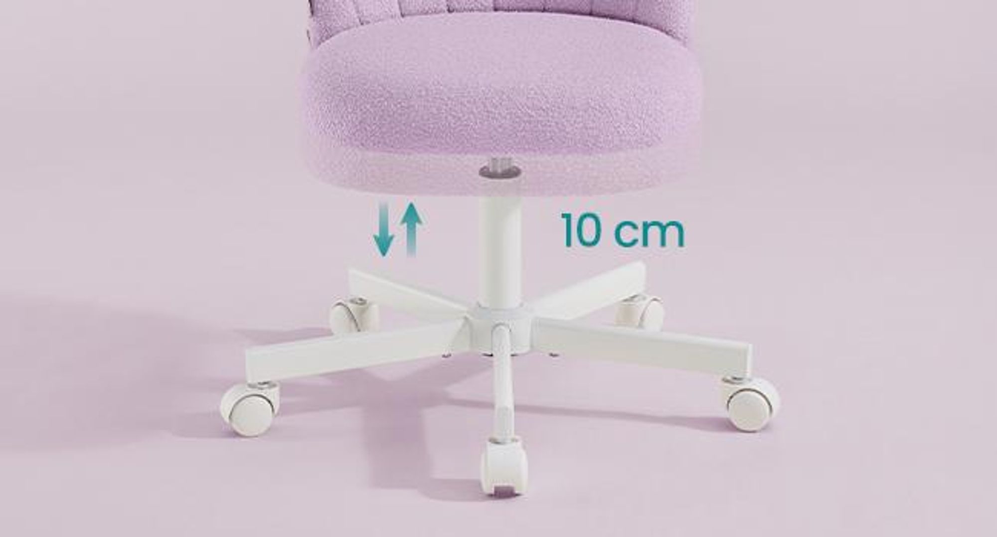 SONGMICS Schminkstuhl, Bürostuhl, Teddy-Fleece-Oberfläche, höhenverstellbar, kompaktes Design, lila