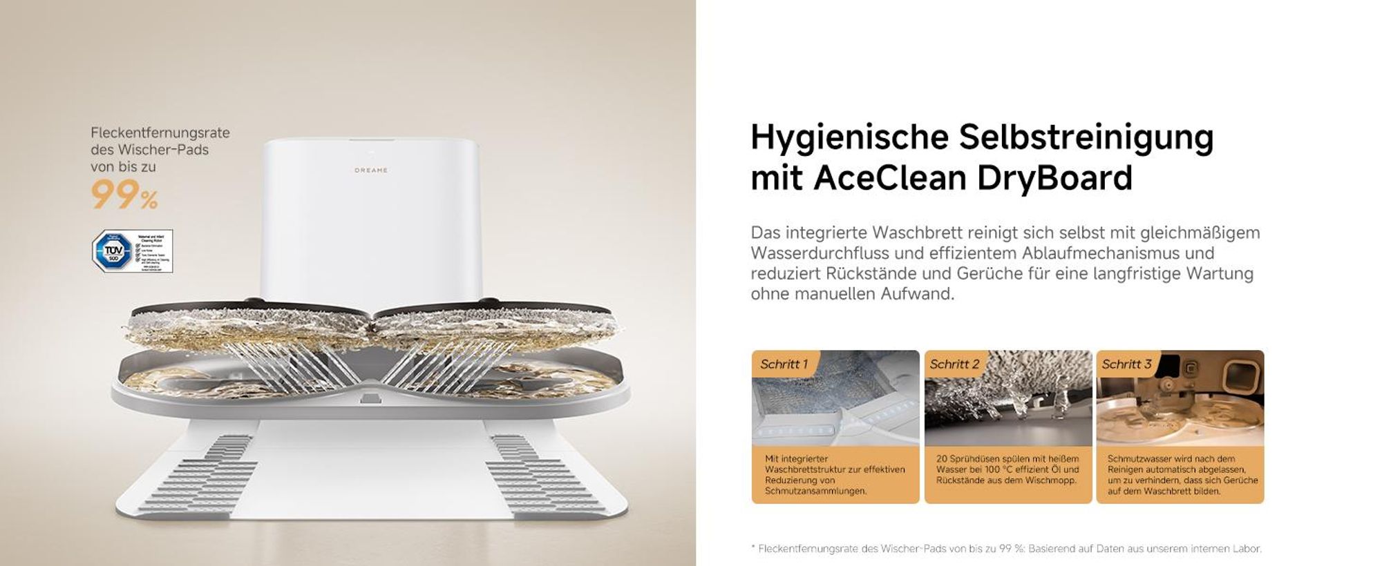 Dreame L50s Pro Ultra Saugroboter mit Wischfunktion,30KPa Saugkraft,100-tägige Selbstreinigung,Hitzereinigung,Eckreinigung und Entwirrungsbürste,Weiß