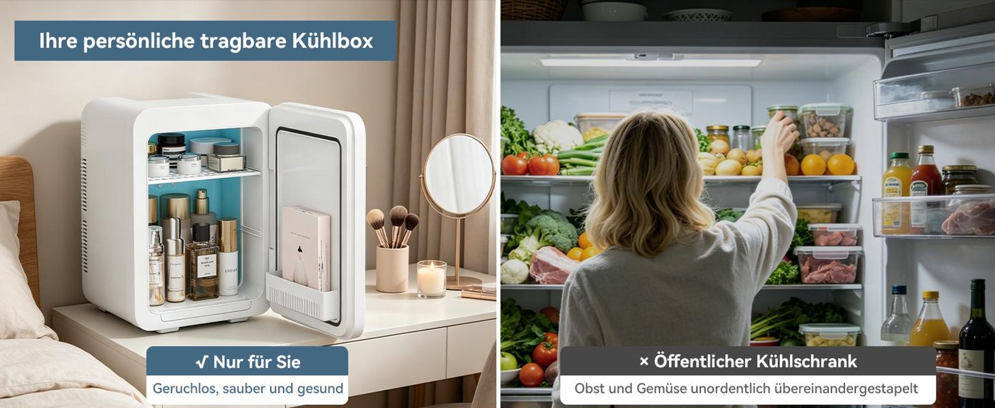 Puluomis Mini Kühlschrank 20L, 2 in 1 Warm- und Kühlbox tragbar Ultra-Leiser Auto Kühlbox (<30dB) 12V/220V /230V AC/DC für Getränkedosen, Snacks weiß