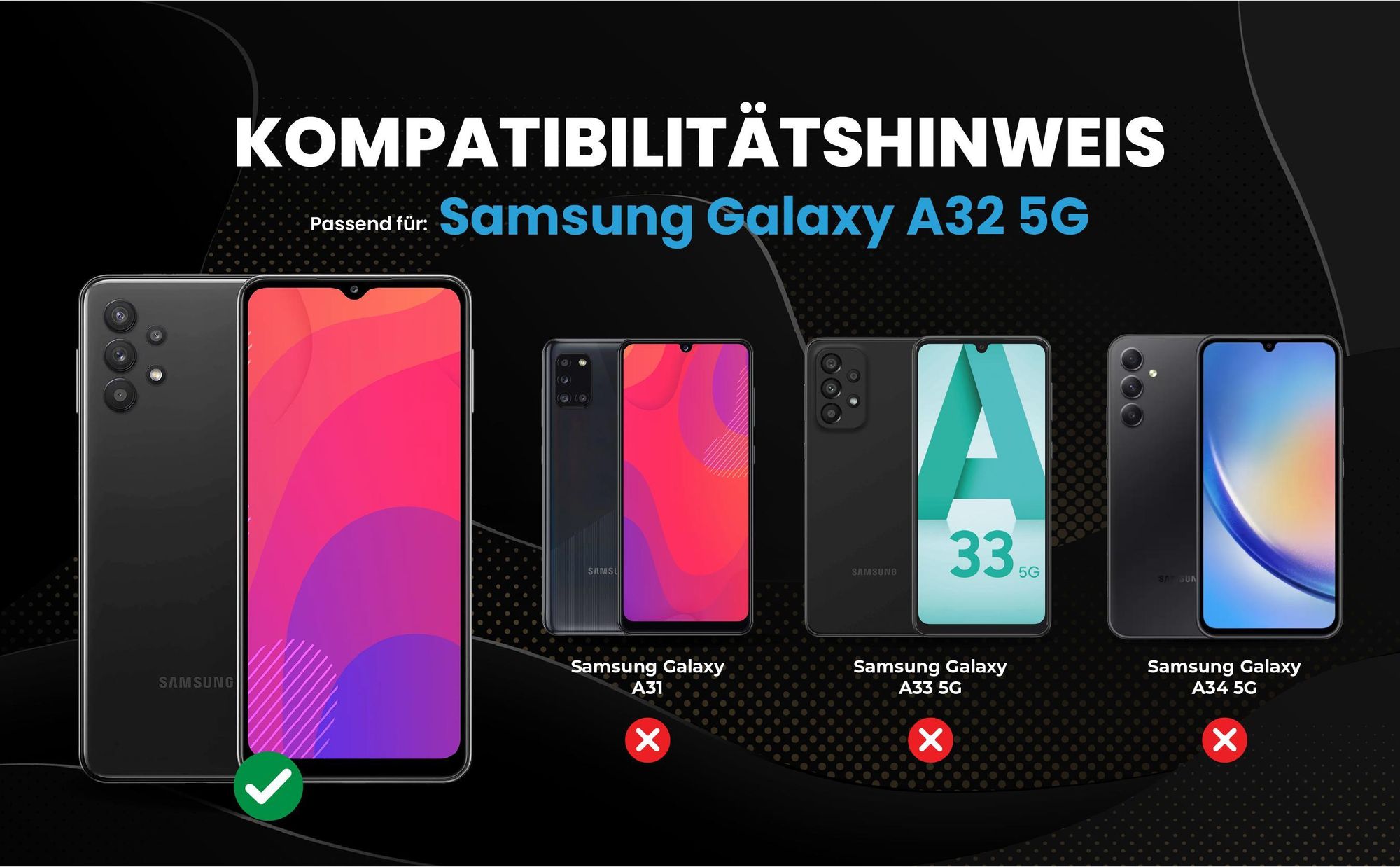 Kompatibilitätshinweise Hülle für Samsung Galaxy A32 5G
