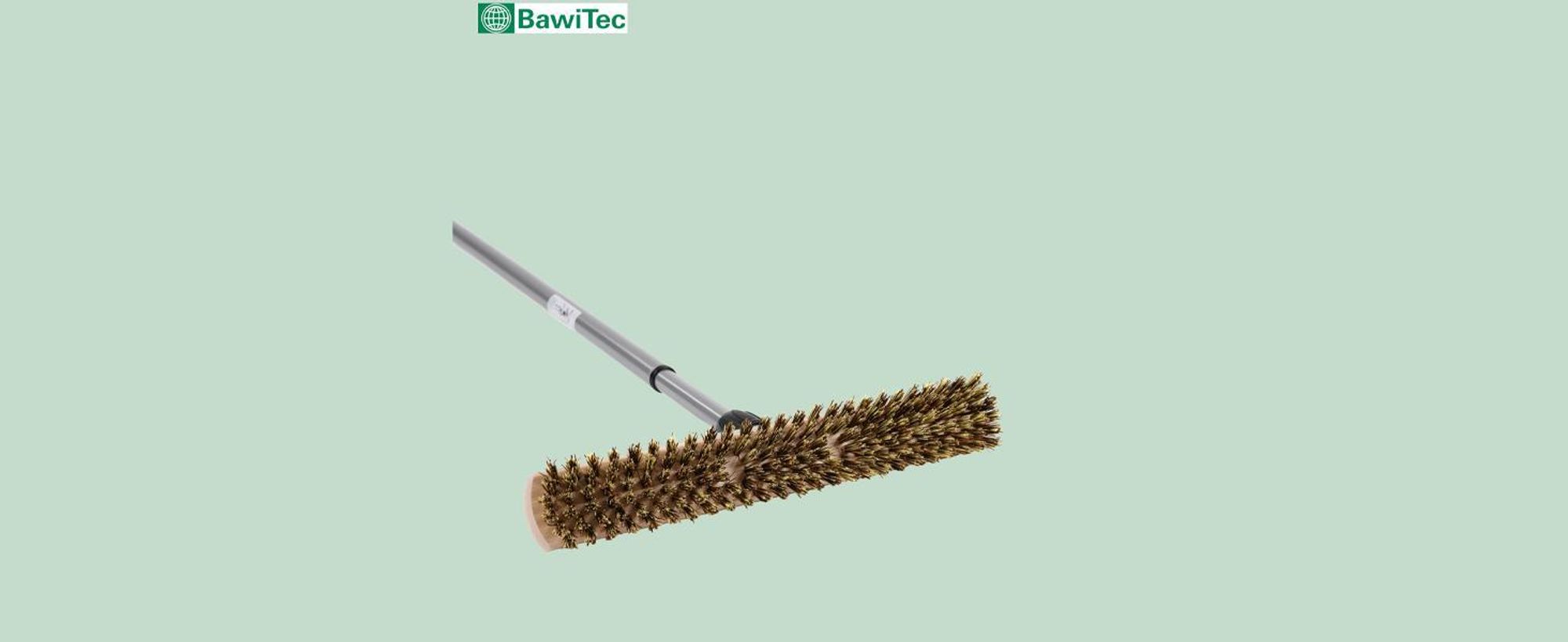 BawiTec Großraumschrubber harte Borsten Breite 40cm mit Teleskopstiel 200cm Lang Schrubber Stiel ausziehbar