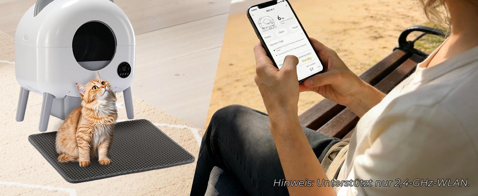GTPLAYER Katzenklo Selbstreinigend, 66L Automatisches Katzenklo Mit App-Steuerung & Infrarotsensor, Anti-Einklemmung, Elektrisches Katzenkloes Weiß