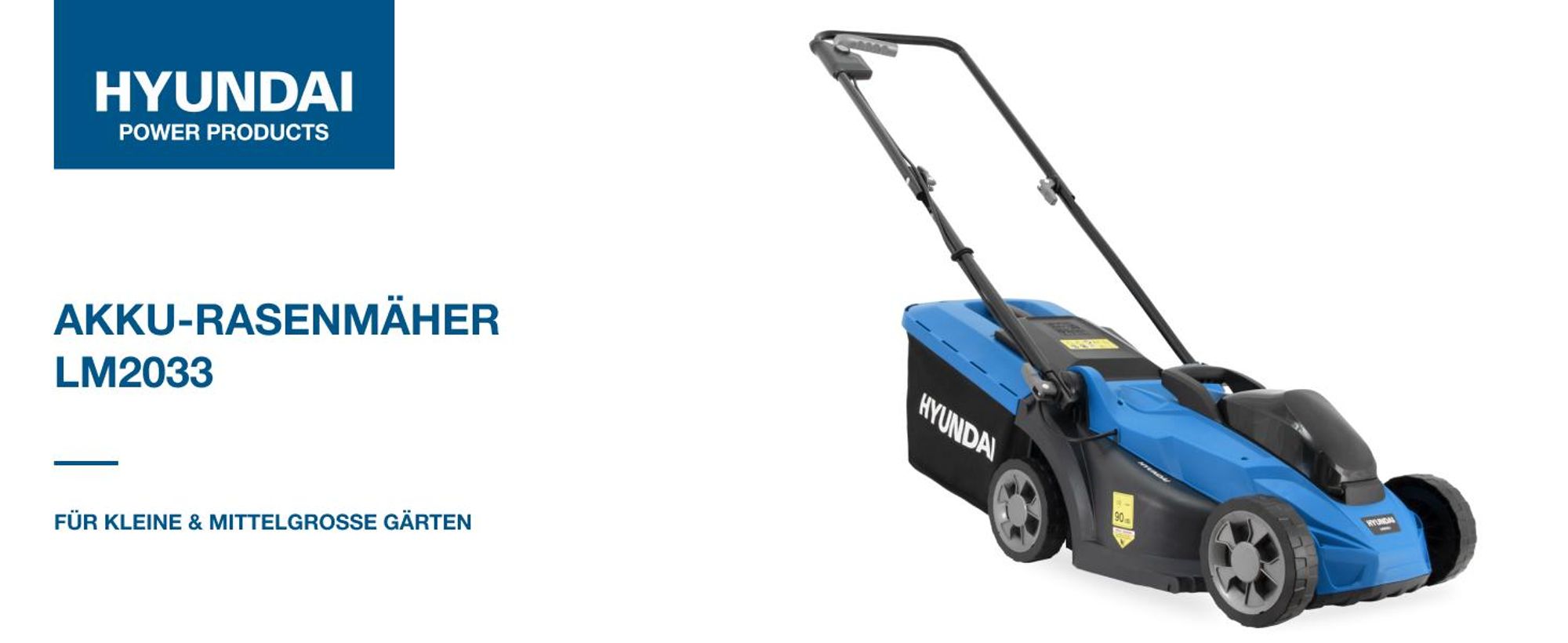 HYUNDAI 20V Akku-Rasenmäher Brushless – 33 cm Schnittbreite, inkl. 4.0Ah Akku & Ladegerät – 35L Korb, zentrale Höhenverstellung, leicht, kompakt & kabellos