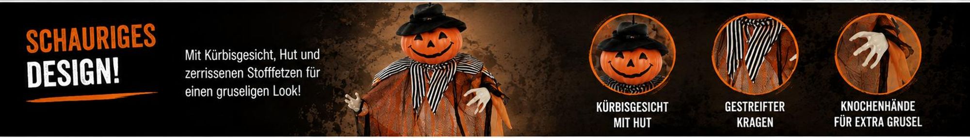 Halloween Kürbis Dekohänger ca. 55 cm – Hängedeko in Orange & Schwarz