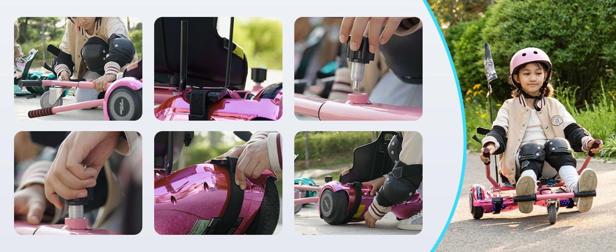 MEGA MOTION 6.5 Hoverboard mit sitz hoverkart GO-Kart für Kinder mit LED Leuchten & Bluetooth Musik Skateboard