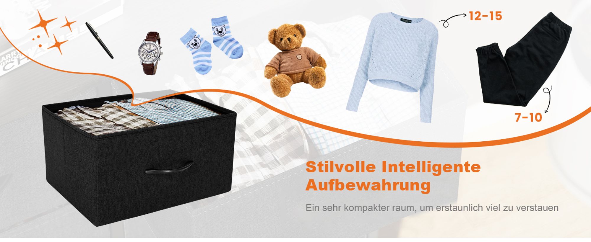 Kommode mit Stoffschubladen, Chest of Drawers mit 8 schubladenschrank, kommode schlafzimmer schubladen schrank，Stoffkommode drawer