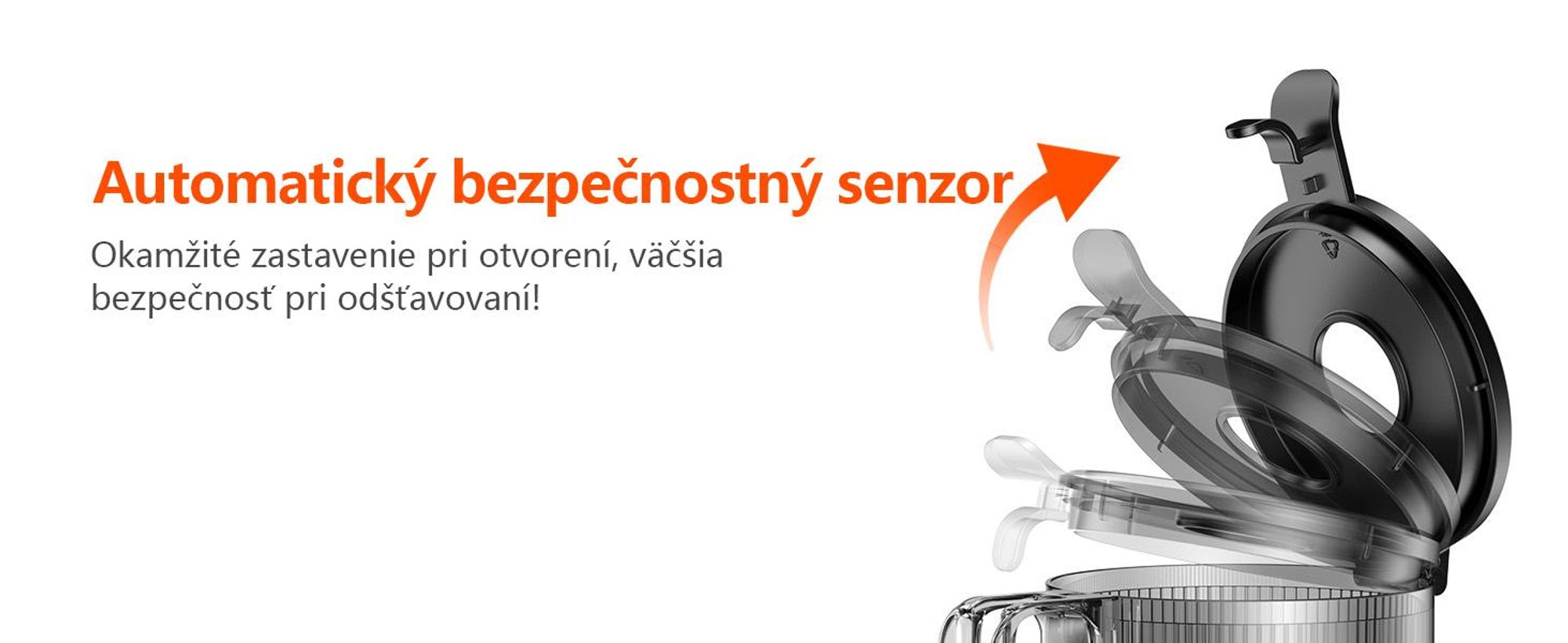 CelerySpec SJ-048-EU-SS Pomalý Odšťavovač - 250W Výkon 1.8L Veľká kapacita Dva podávacie otvory s priemerom 130 mm a 45 mm - strieborná