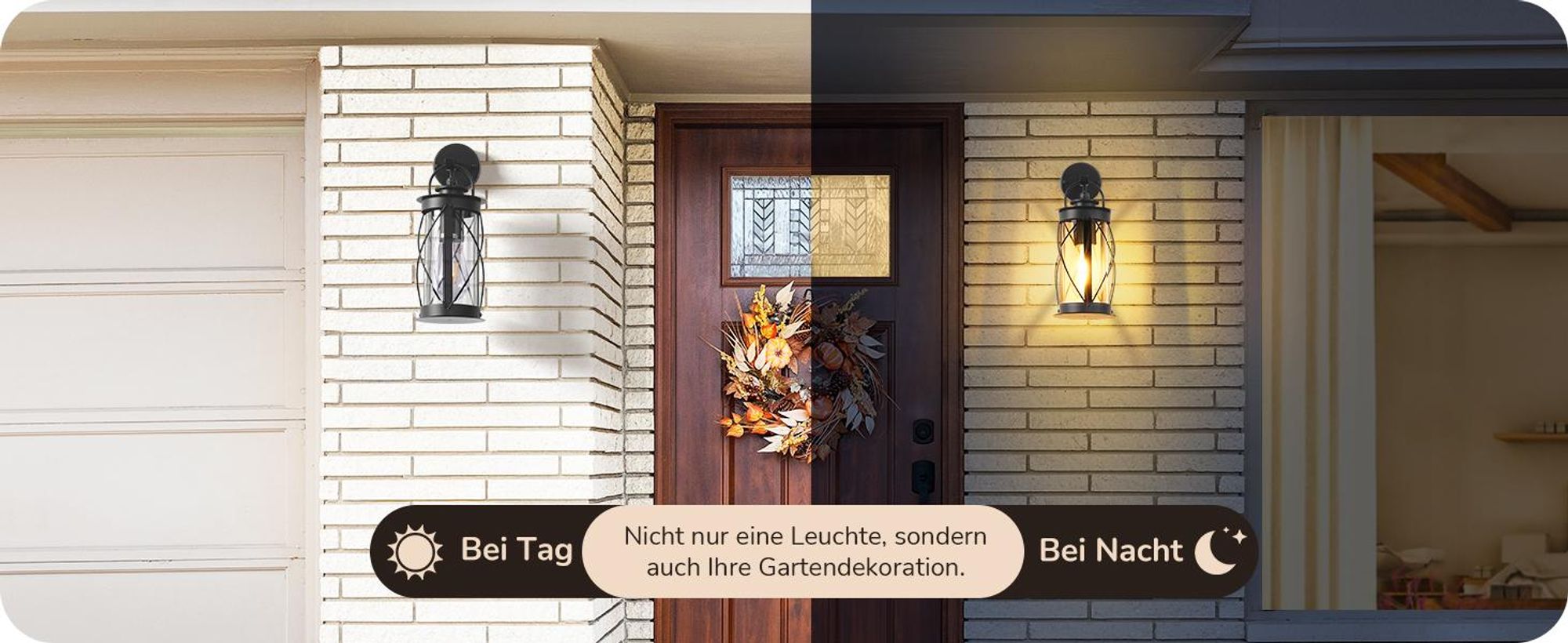 EDISHINE Wandlampe Außen/Innen, Wandleuchte mit Aluminiumrahmen und E27-Fassung, IP44 wasserdicht, Anthrazit