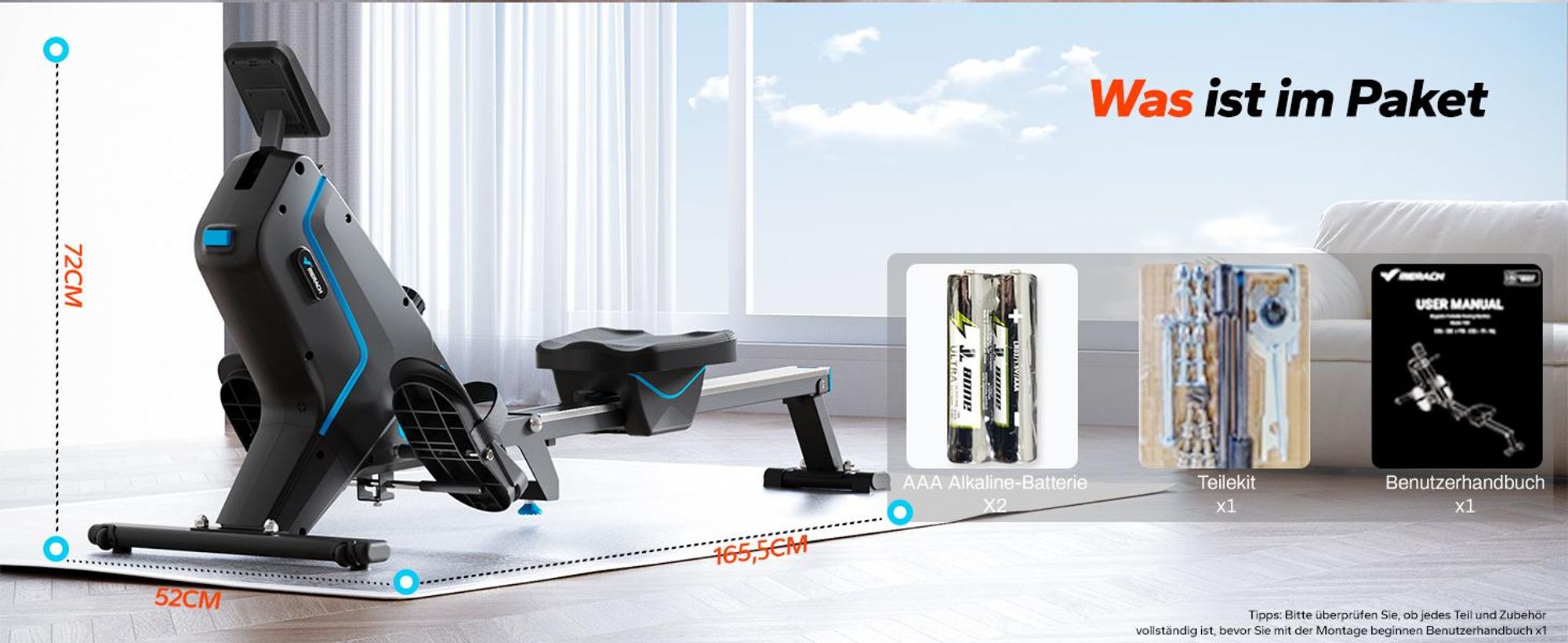 MERACH klappbares Rudergerät – leise Magnetbremse, 16 Stufen, LCD-Display & Tablet-Halter, Kinomap-App, gepolsterter Sitz, Ganzkörper-Workout