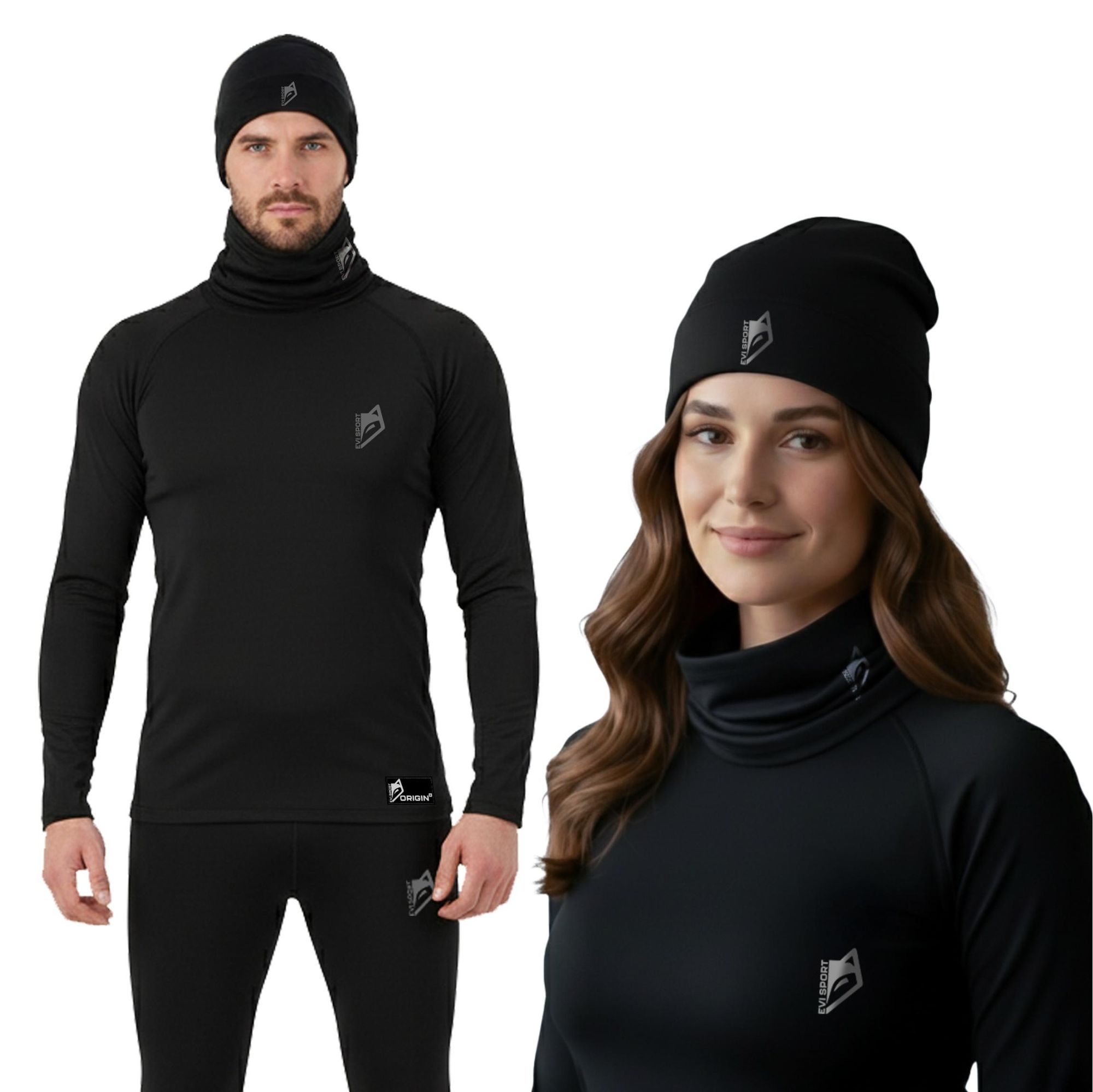Thermoaktive Wintermütze Reflektierend Für Das Laufen Herren Damen Schwarz S/M Evi Sport Origin8 Premium Mütze 220G/M² Uni Atmungsaktiv Unter Helm