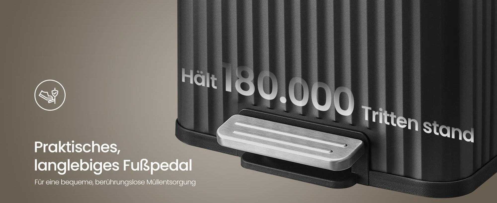 SONGMICS Mülleimer Küche, Abfallbehälter mit Deckel und Pedal, Softclose, Herausnehmbarer Inneneimer, 30 L, Schwarz