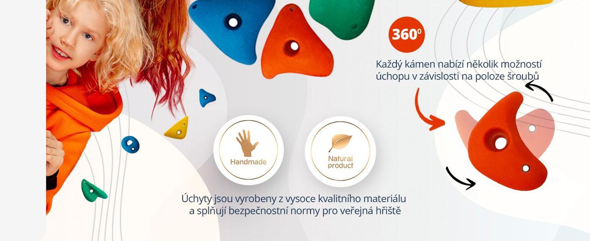 Create for you® – Domácí lezecká stěna pro děti, 5 Úchytů 60 x 120 cm