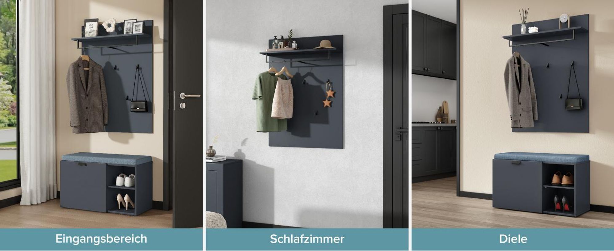 doporro Wandgarderobe, Garderobenpaneel mit 5 Haken, geeignet für Garderobe, Flur und Eingangsbereich,108*78*21.6cm, Kerneiche, Gabo-01