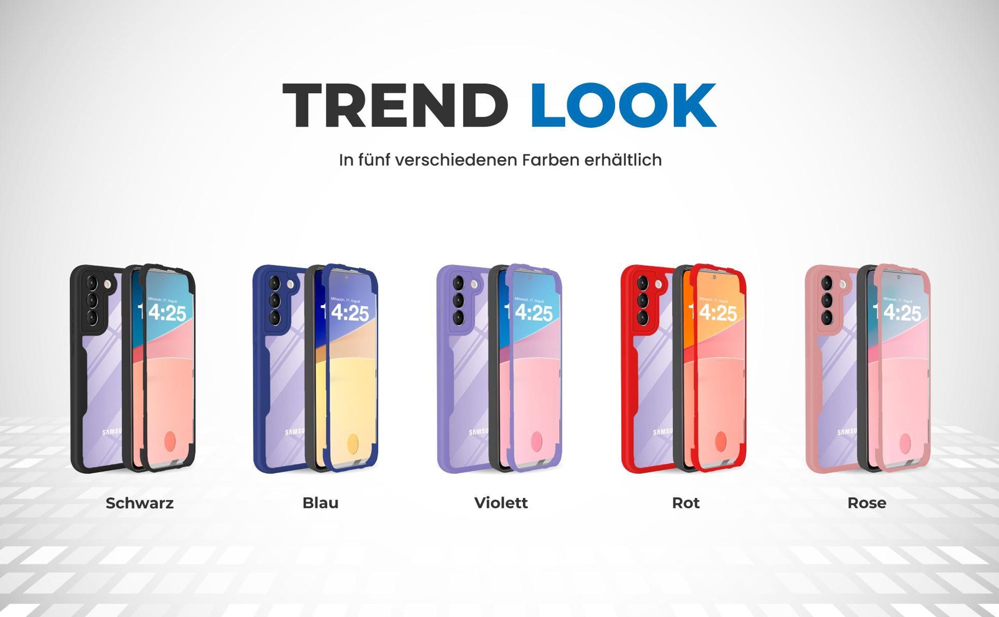 360 Grad Cover Front Back für Samsung Galaxy S22 in verschiedenen Farben