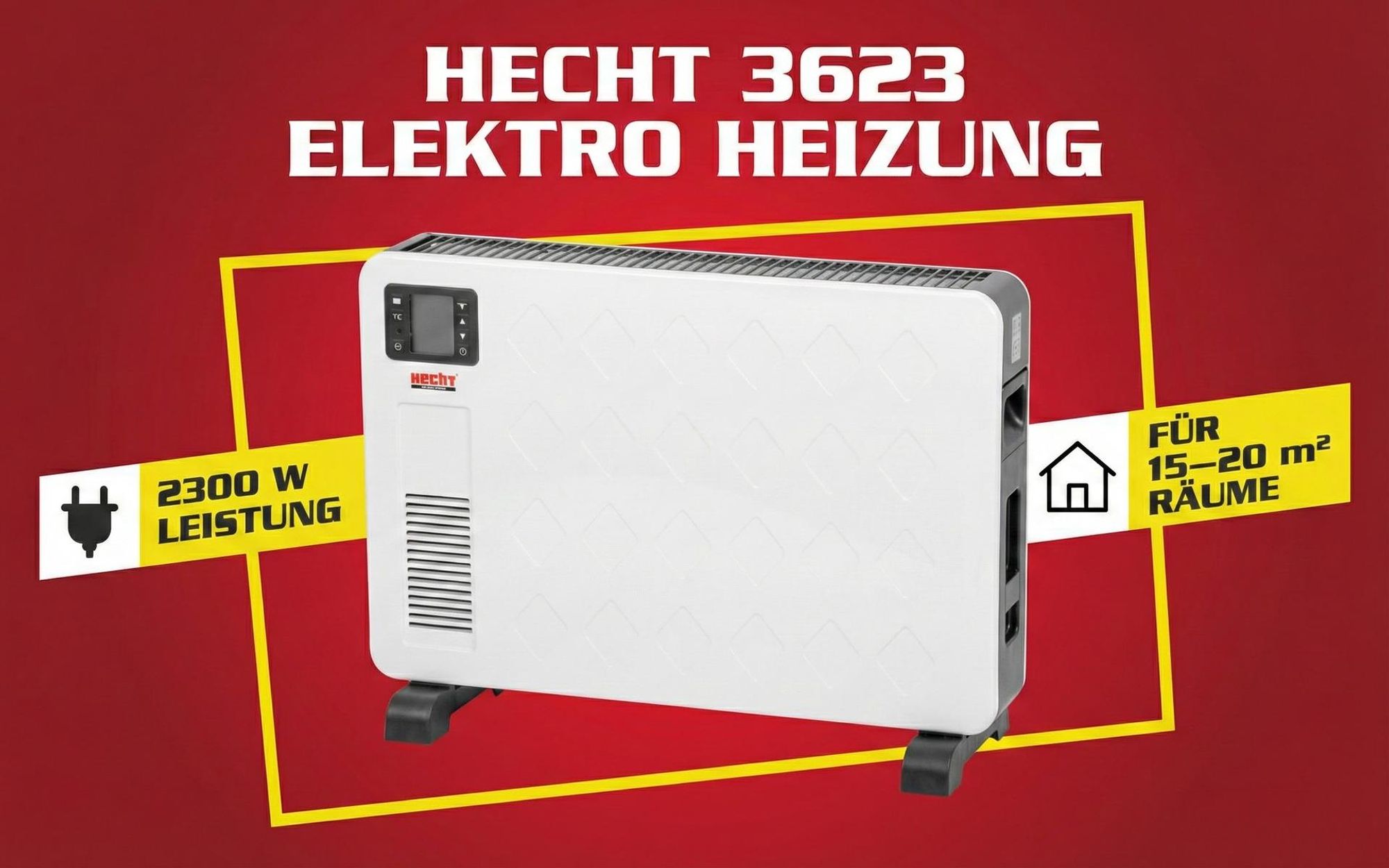 HECHT 3623 Elektroheizung | 3 Leistungsstufen | Stromsparend | Fernbedienung | Thermostat | Timer