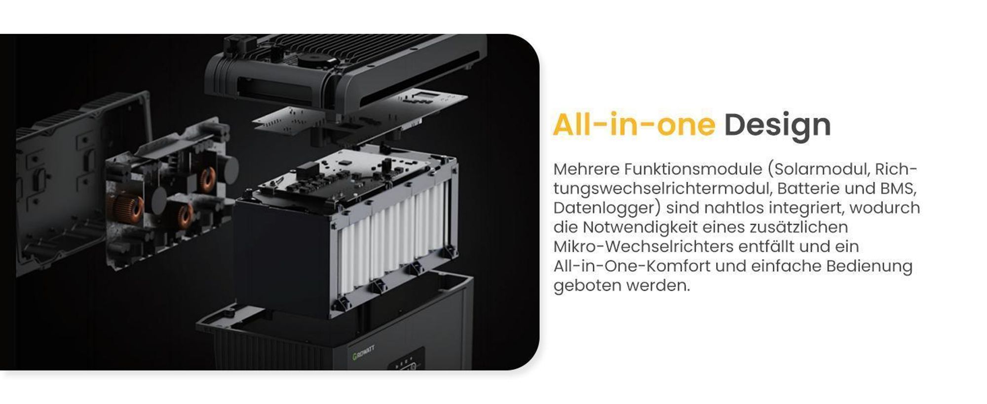 Powerness Balkonkraftwerk mit Speicher Growatt NEXA 2000 All-in-One 2048Wh Speicher mit 2000Wp Full Black Bifazial Solarmodule (0% MwSt)