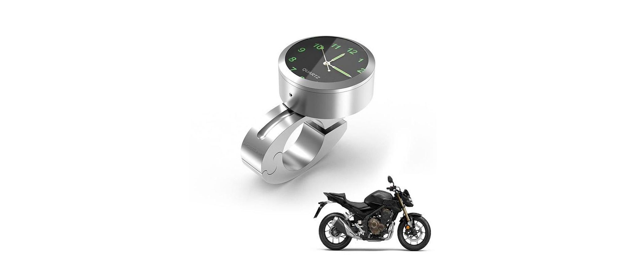 A76C Motorrad Lenker Uhr – Einbau Digital-Quarzuhr mit Beleuchtung, wasserdichte Zeitanzeige für Motorrad & Roller
